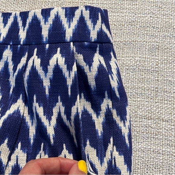 J. CREW Blue White Zig Zag Jacquard Mini Skirt Pockets Suit Career Chic Women 4 - Picture 6 of 14